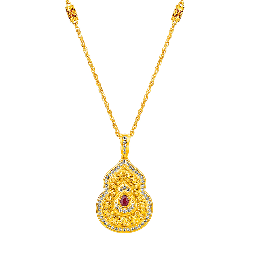 Night Banquet in Tang Palace Jewellery Collection “Blessed Gourd” Gold Ruby and Diamond Necklace