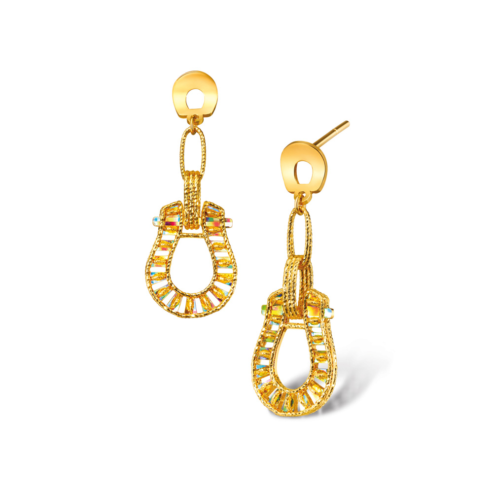 DiaBling Shimmering Gold Collection "DiaBling Gold Horseshoe" Gold Earrings