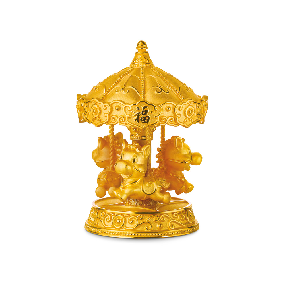 Fortune Horse Collection "Fortune Horse- Gold Carousel" Solid Gold Figurine