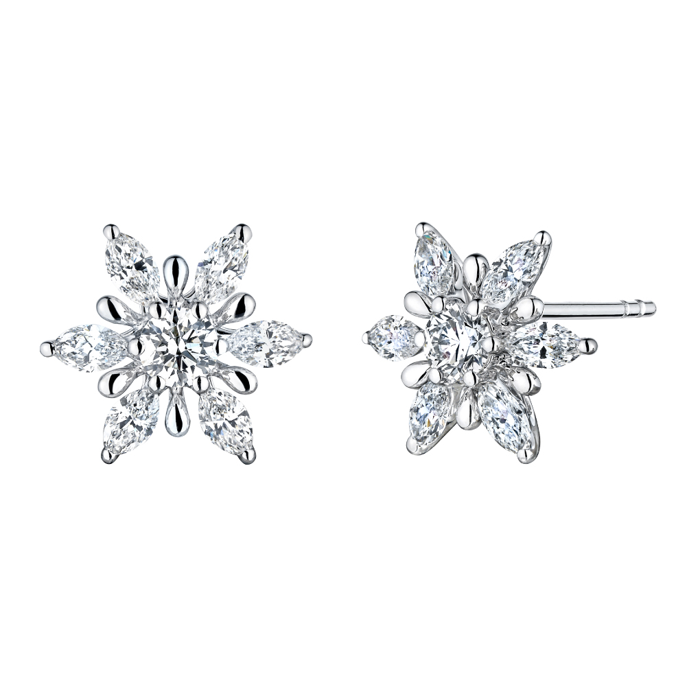 天天爱上新"花钻绮境"18K金钻石耳环