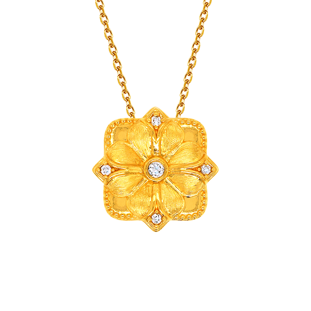 天天爱上新"和和美美"足金钻石吊坠