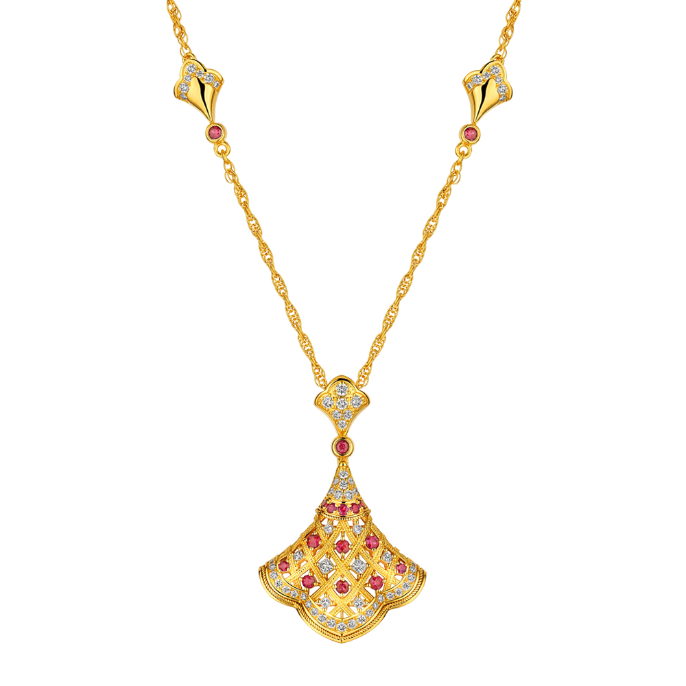 Night Banquet in Tang Palace Jewellery Collection “Tang-style Beauty” Gold Ruby and Diamond Necklace 
