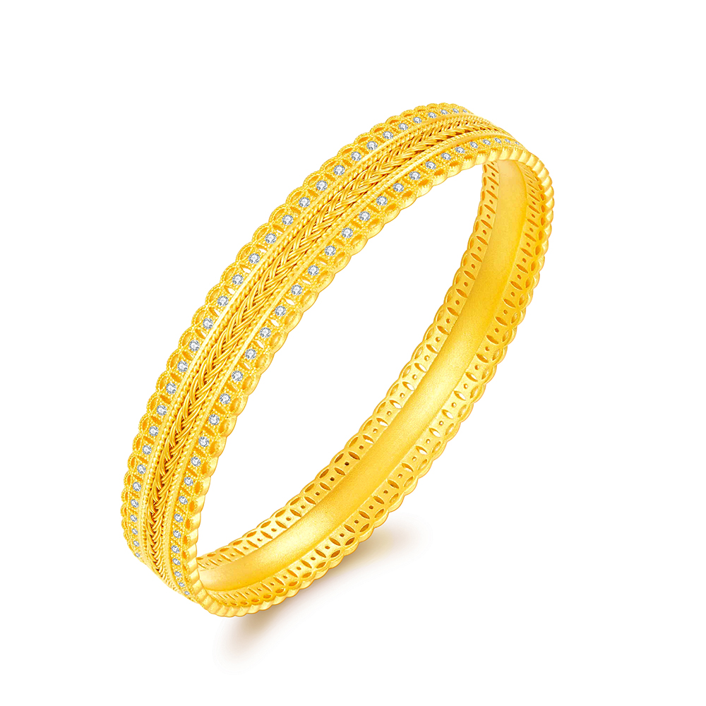 天天爱上新福满传家"财圆满满"足金钻石手镯