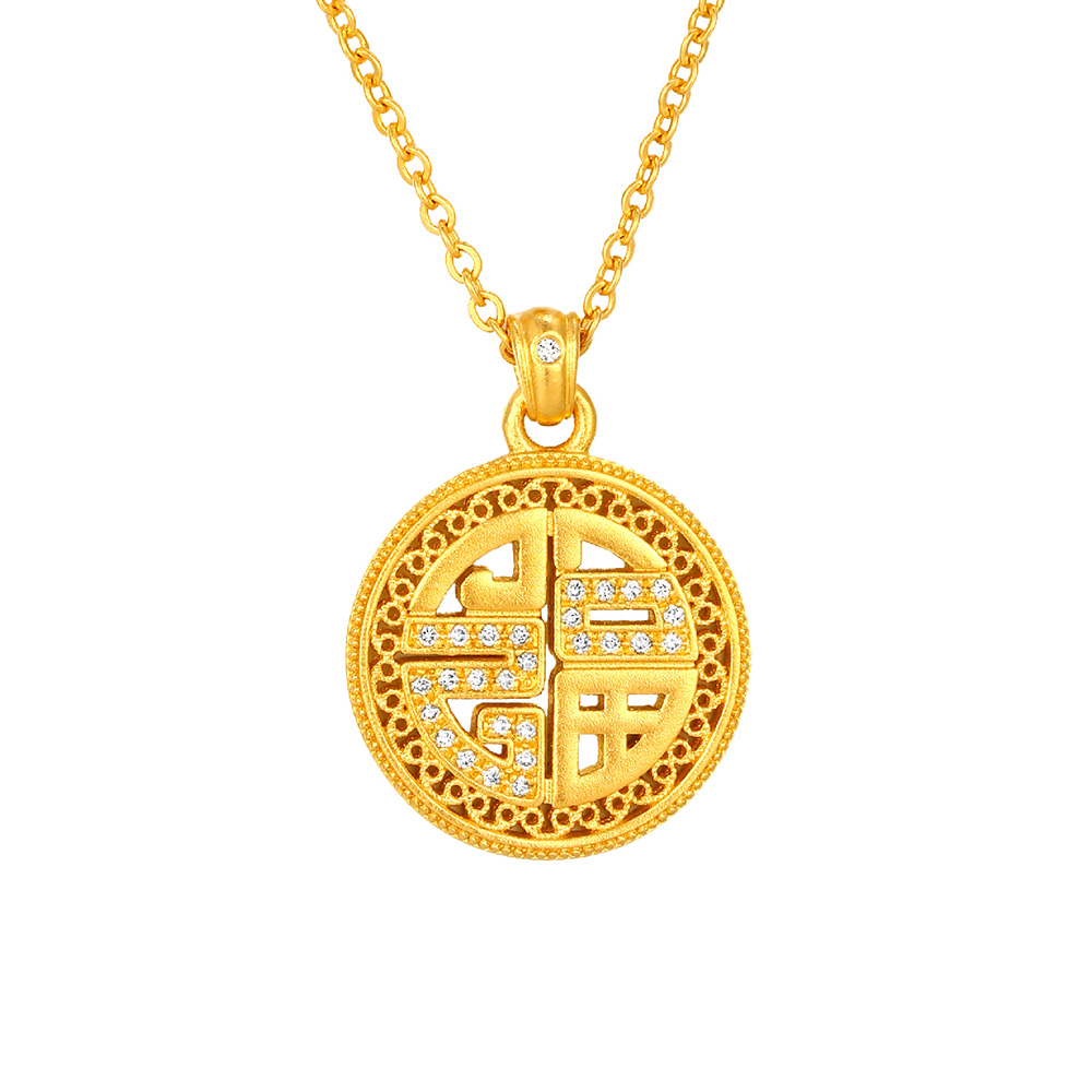 天天爱上新福满传家"圆满福韵"足金钻石项链