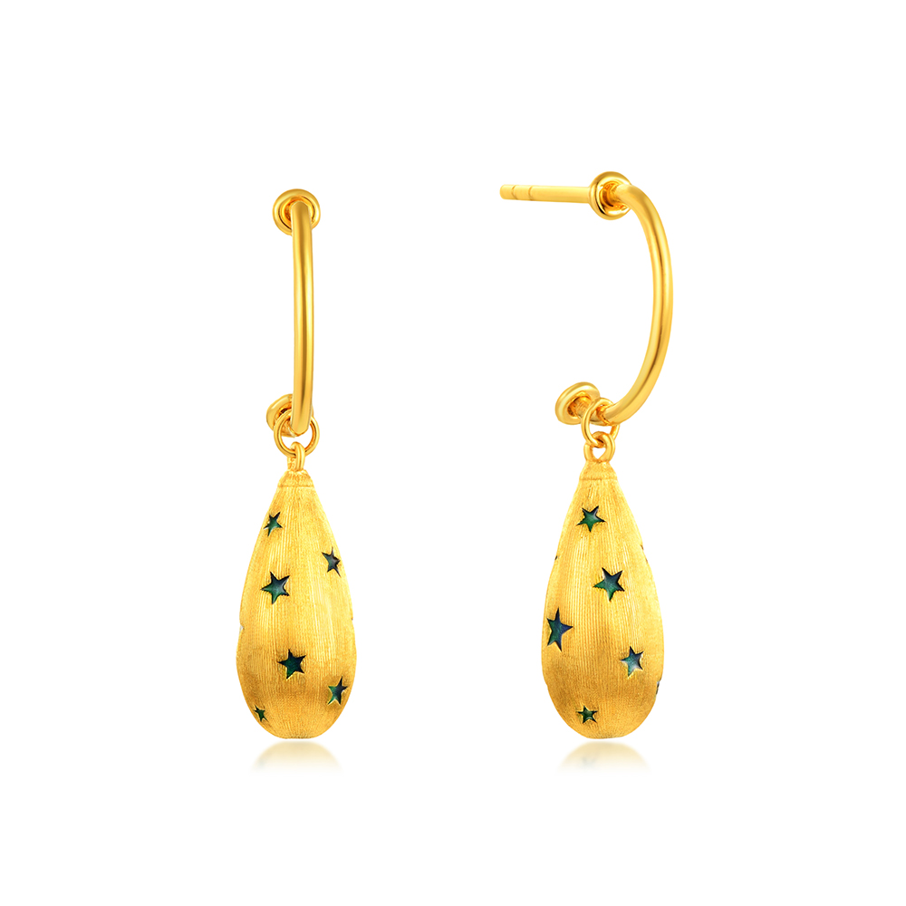 天天爱上新光影金"星光流影"足金耳环