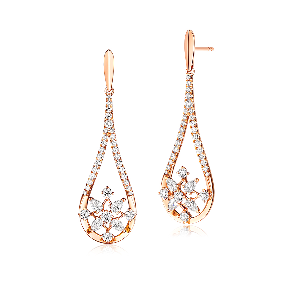 天天爱上新"星露"18K金钻石耳环