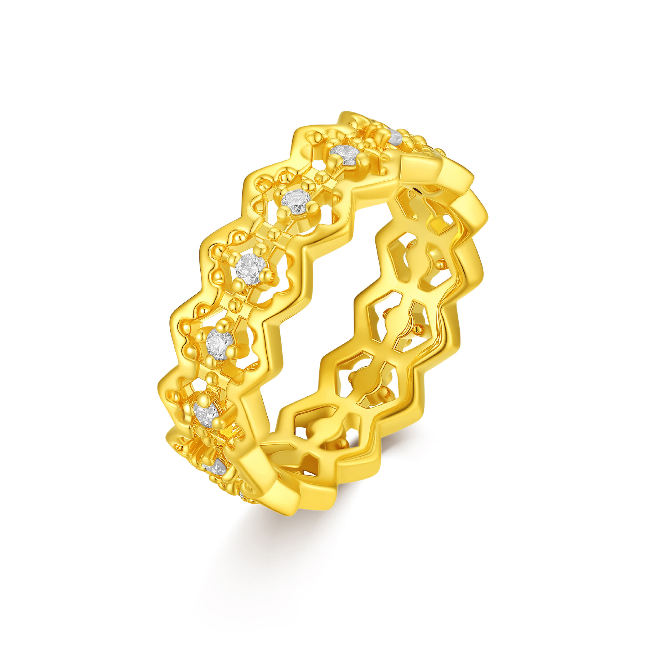 天天爱上新＂潮•格调＂足金钻石戒指