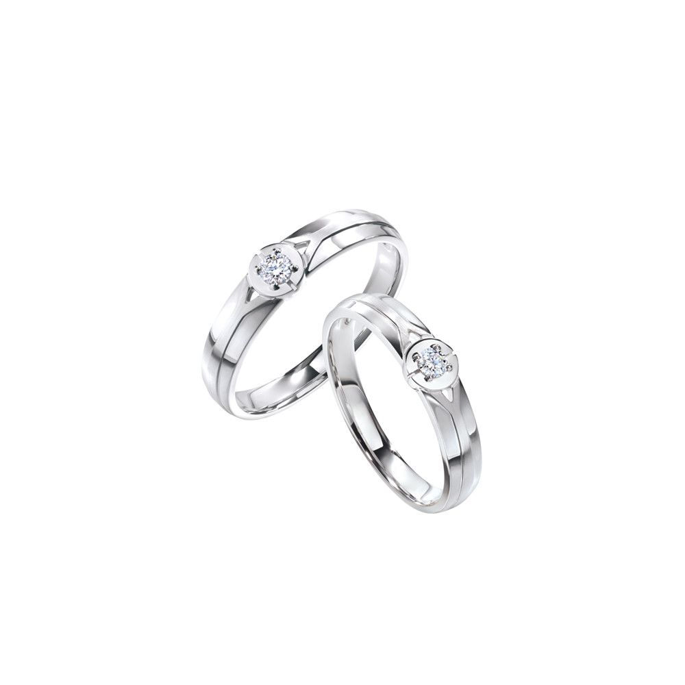 Love is Beauty Collection “Heartdew＂ 18K White Gold Diamond Wedding Rings  