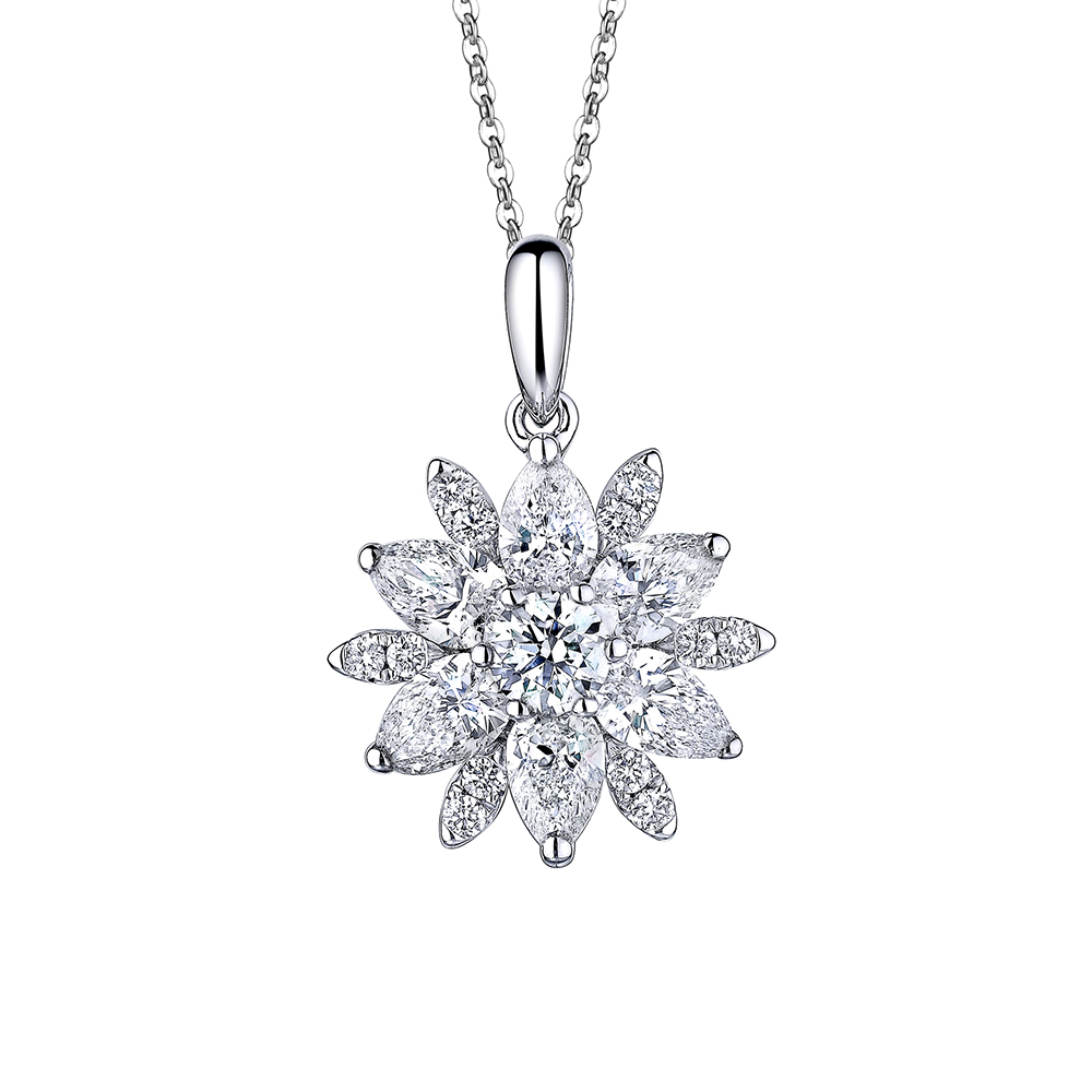 天天爱上新"盛耀花姿"18K金钻石吊坠