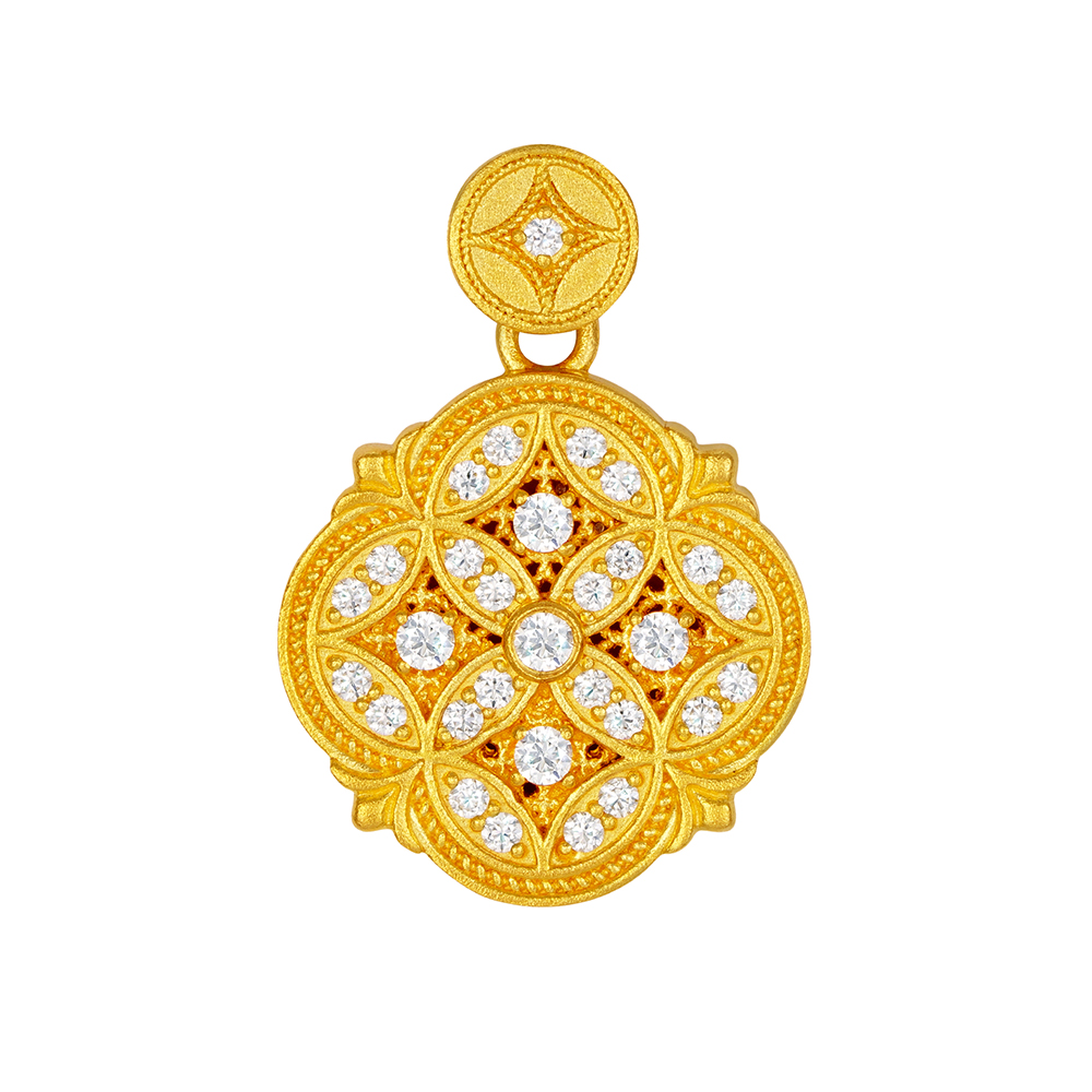 天天爱上新福满传家"四方纳财"足金钻石吊坠