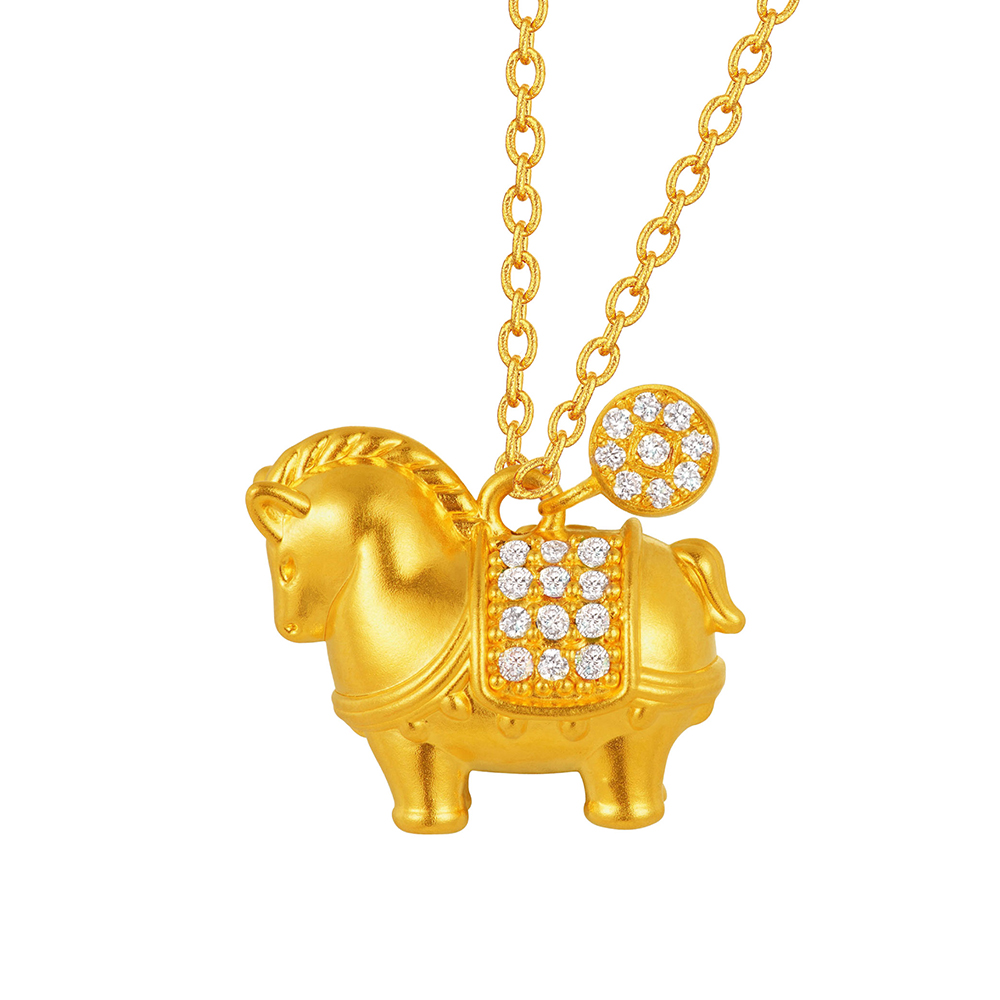 天天爱上新"马上添财"足金钻石吊坠