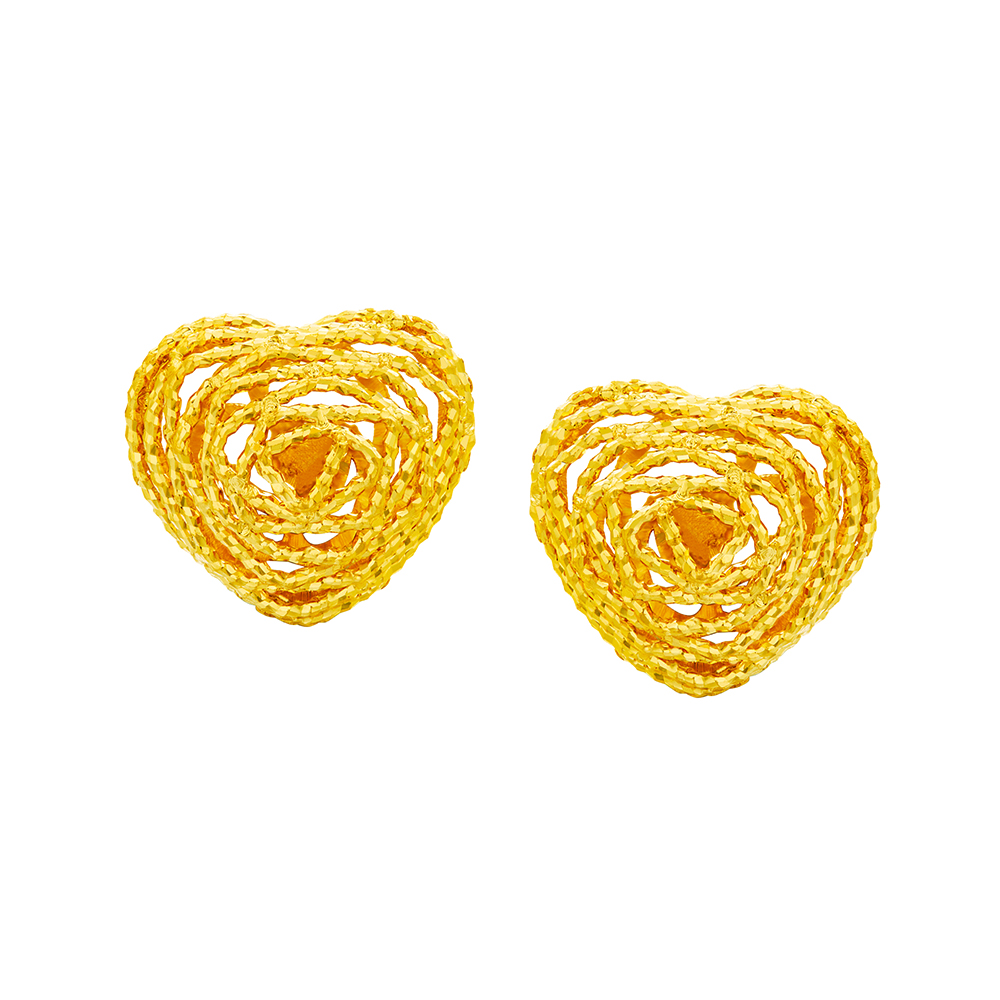 天天爱上新光影金"浪漫心丝"足金耳环