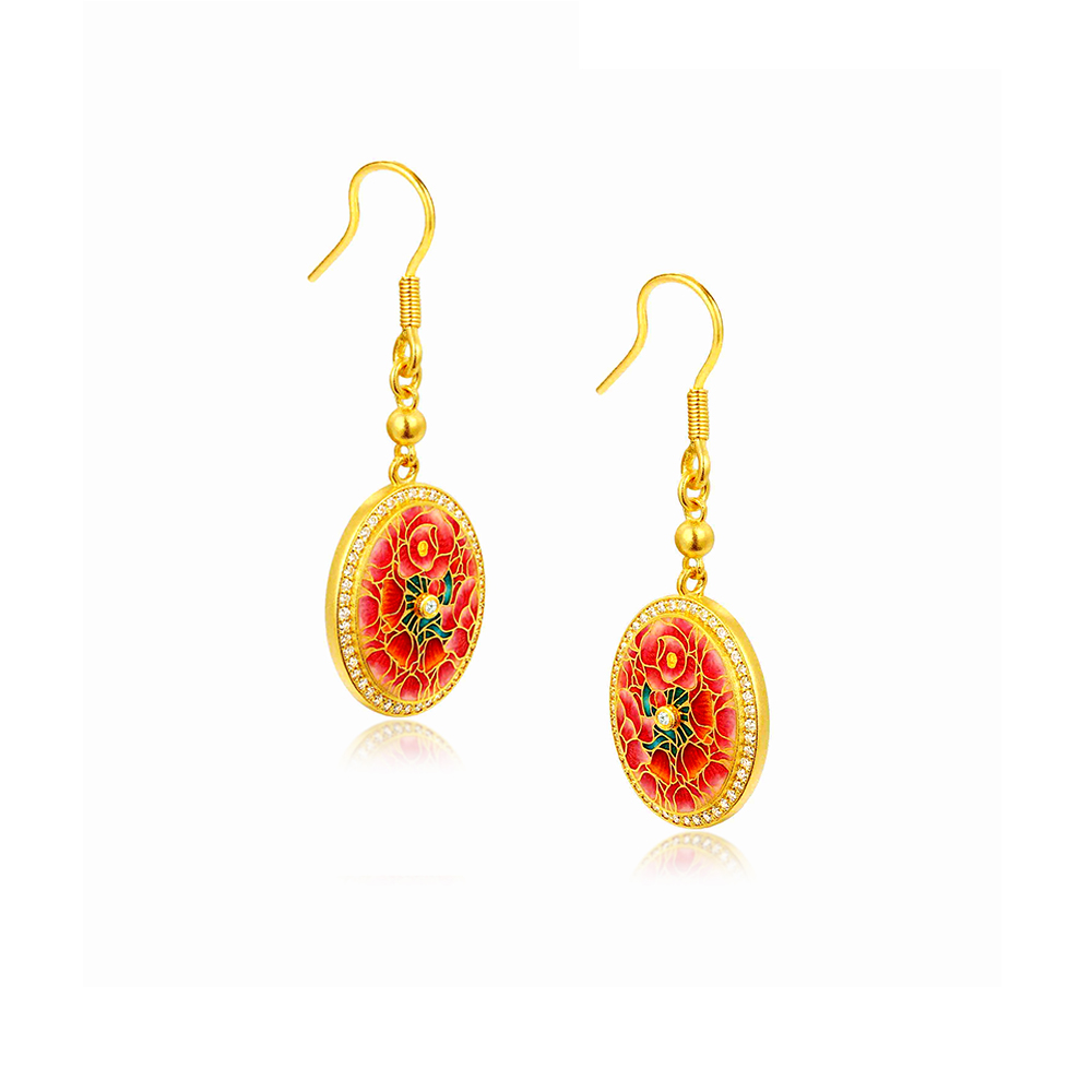 天天爱上新福满传家"宝相绮梦"足金钻石耳环