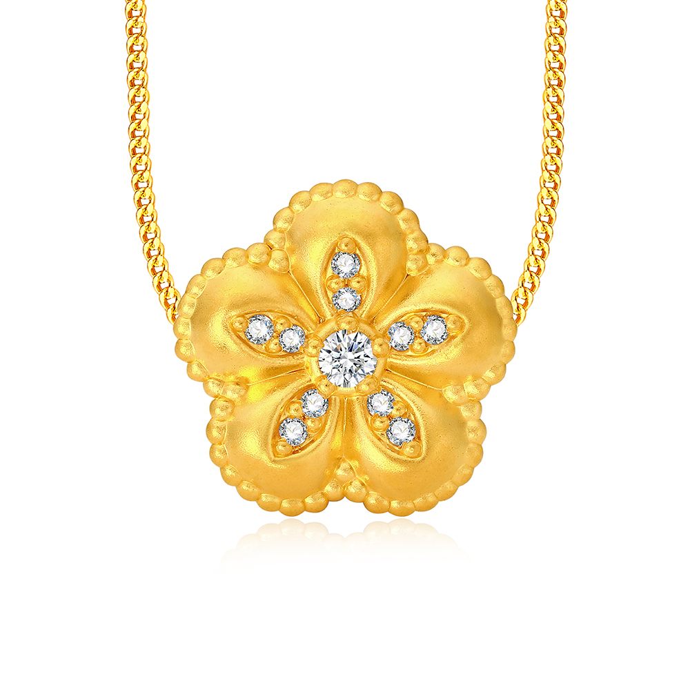 天天爱上新"花•遇"足金钻石吊坠