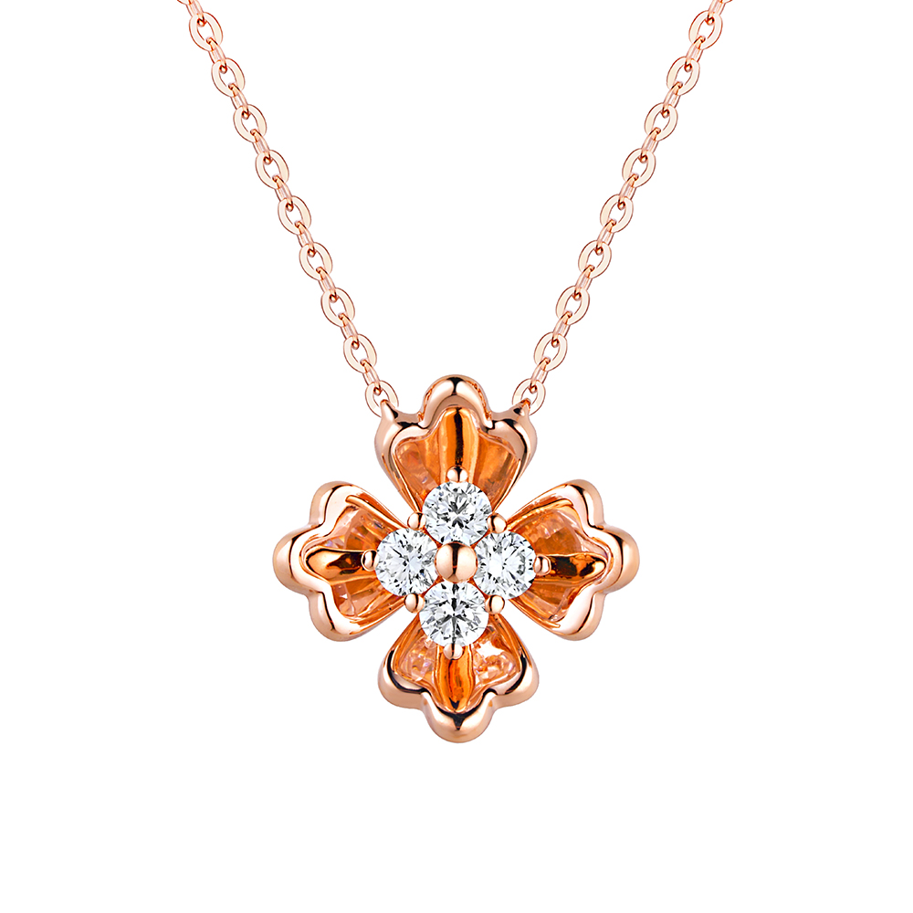 天天爱上新"花姿絮语"18K金钻石项链