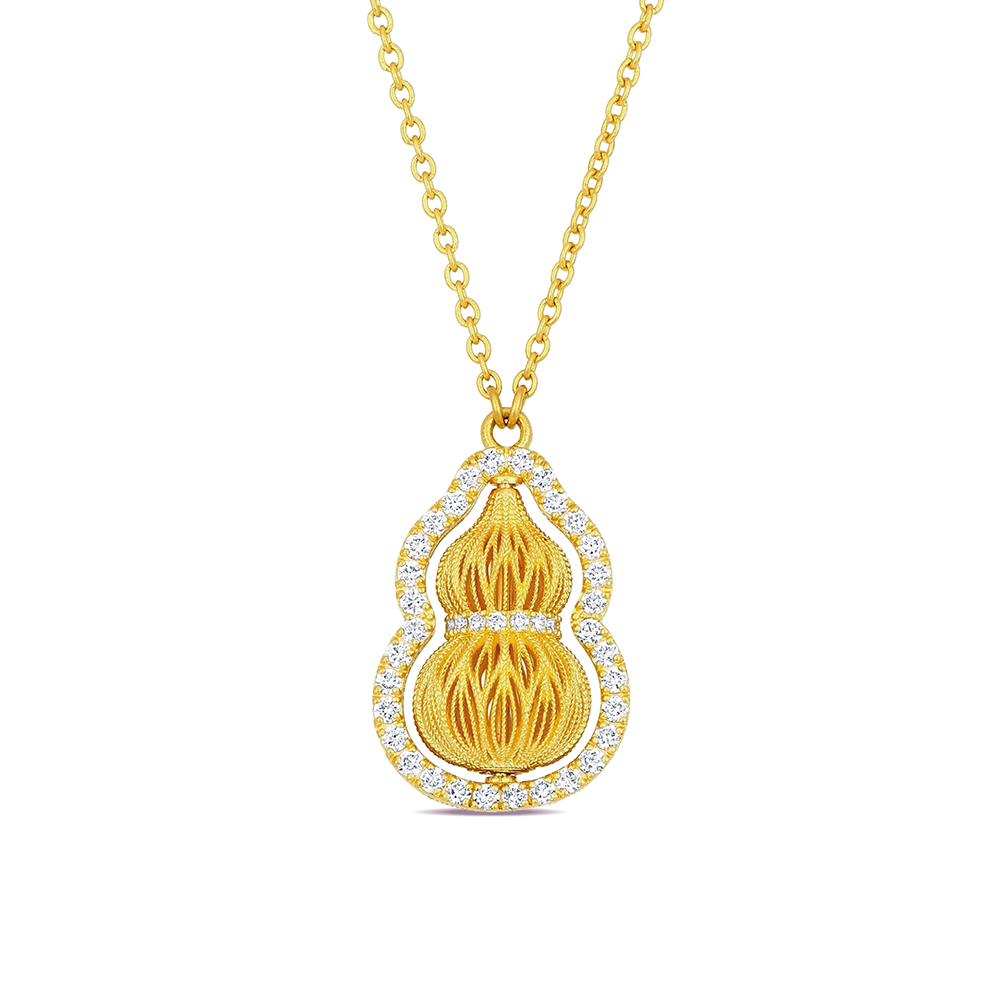 天天爱上新福满传家"福禄丝语"足金钻石项链