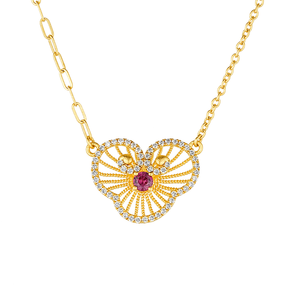 唐宮夜宴系列"如意絲篇"黃金紅寶石鑽石項鏈