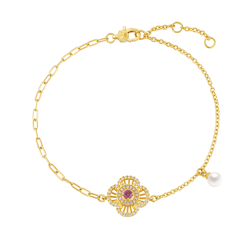 唐宮夜宴系列"幸福絲篇"黃金紅寶石鑽石手鏈