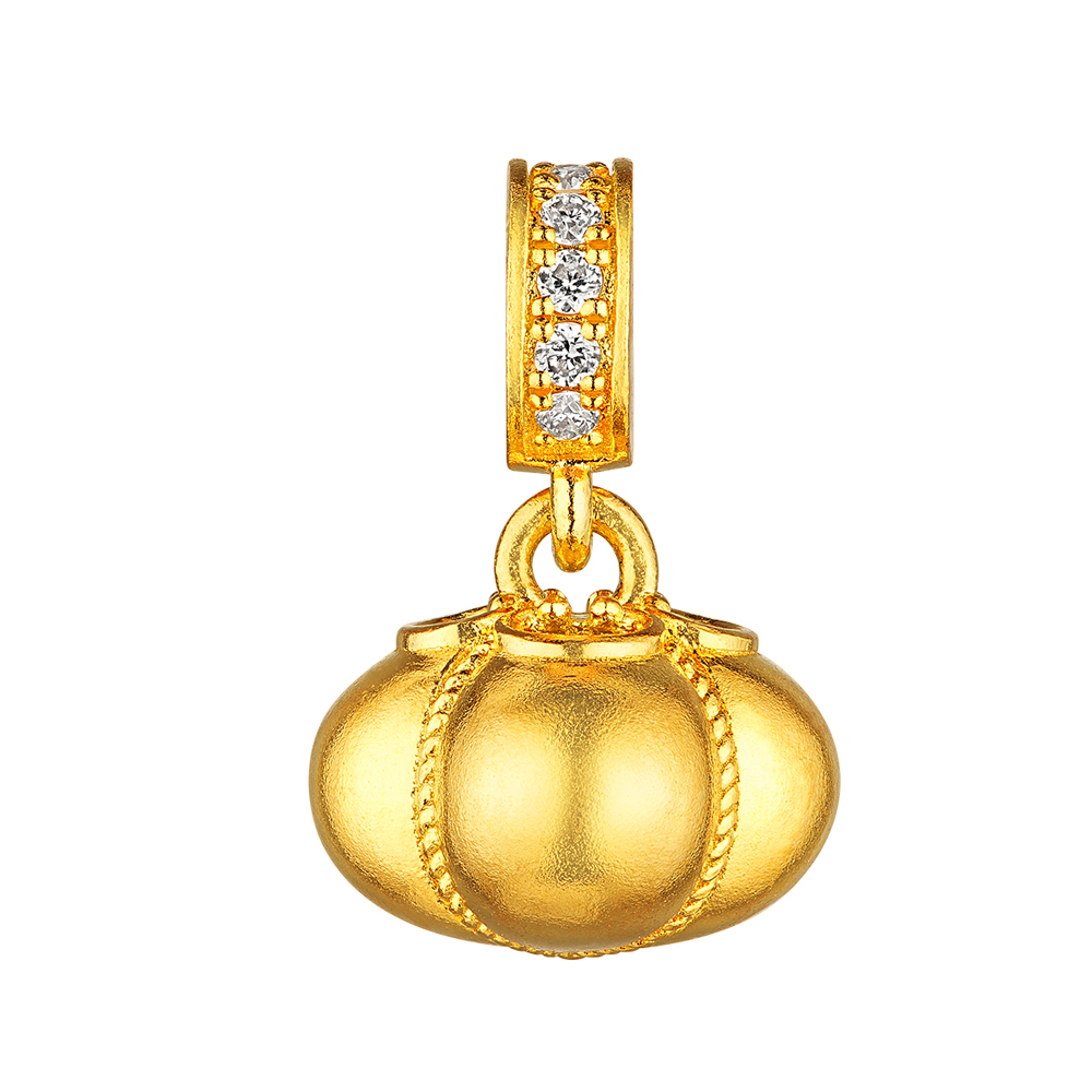 唐宮夜宴系列"心想事成"黃金鑽石吊墜