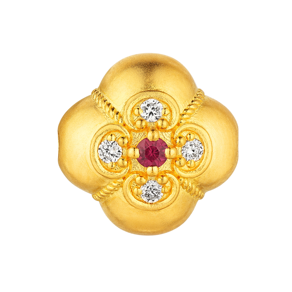 唐宮夜宴系列"事事順遂"黃金紅寶石鑽石吊墜