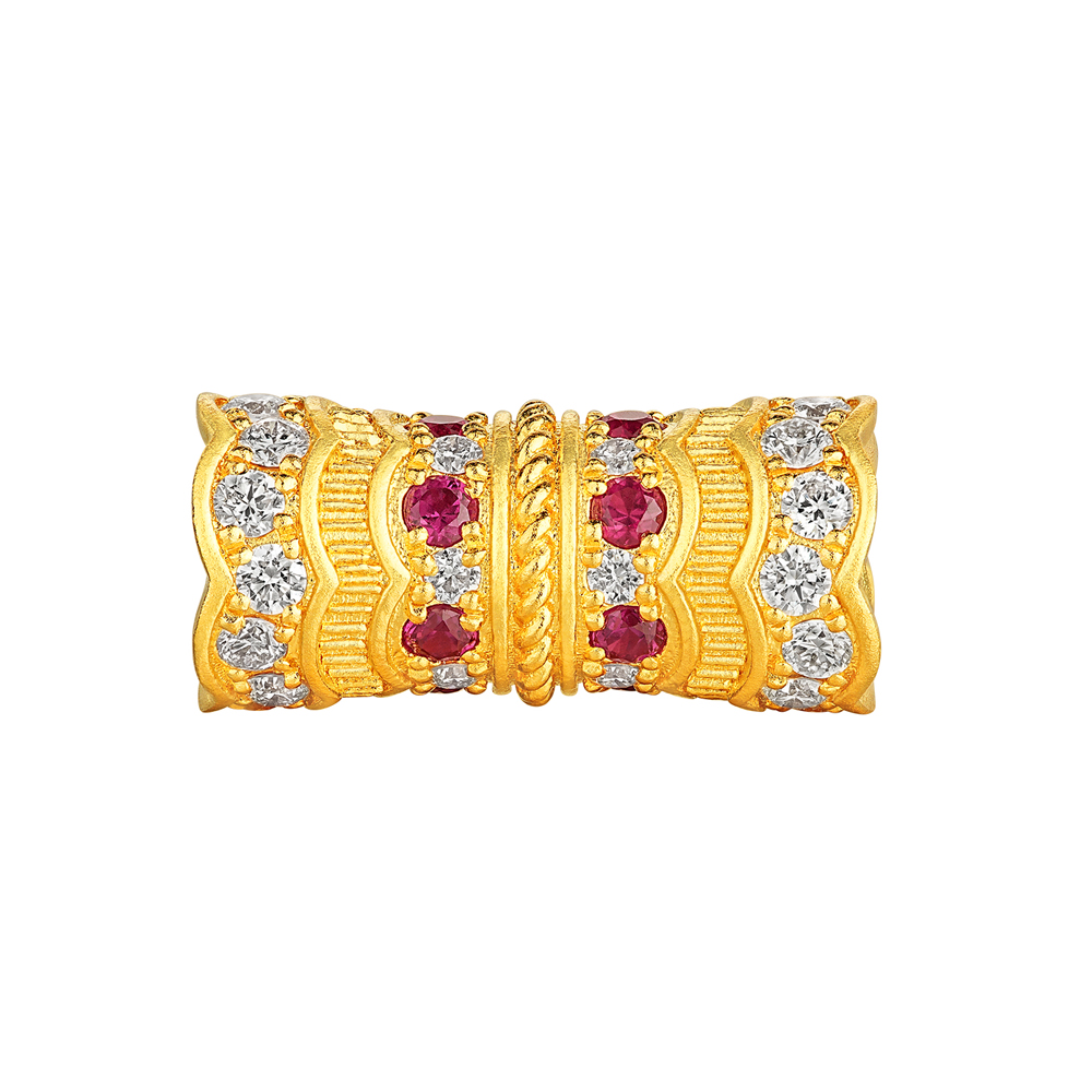 唐宮夜宴系列"四海升平"黃金紅寶石鑽石吊墜