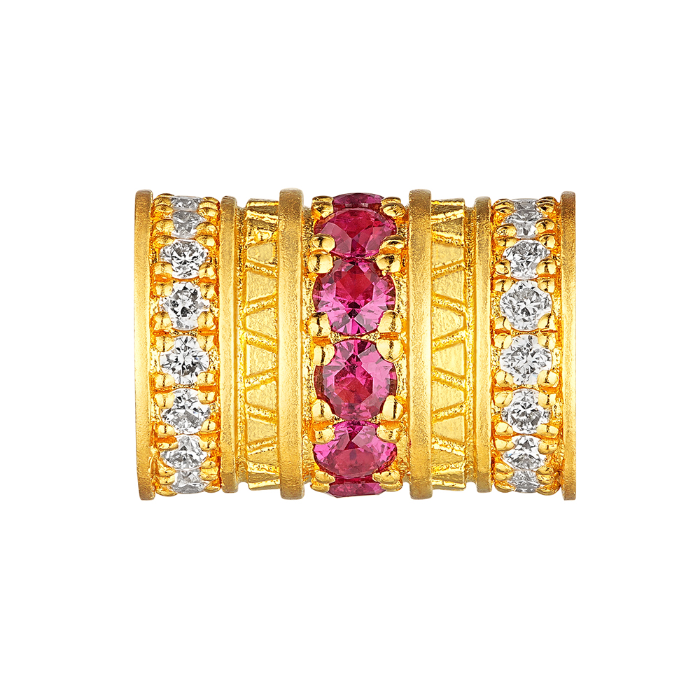 唐宮夜宴系列"歲歲平安"黃金紅寶石鑽石吊墜