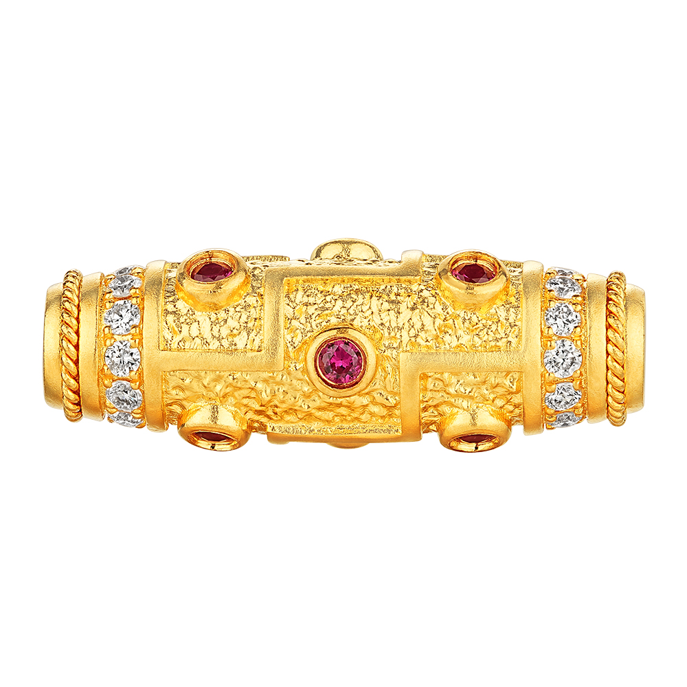 唐宮夜宴系列"聚福天珠"黃金紅寶石鑽石吊墜