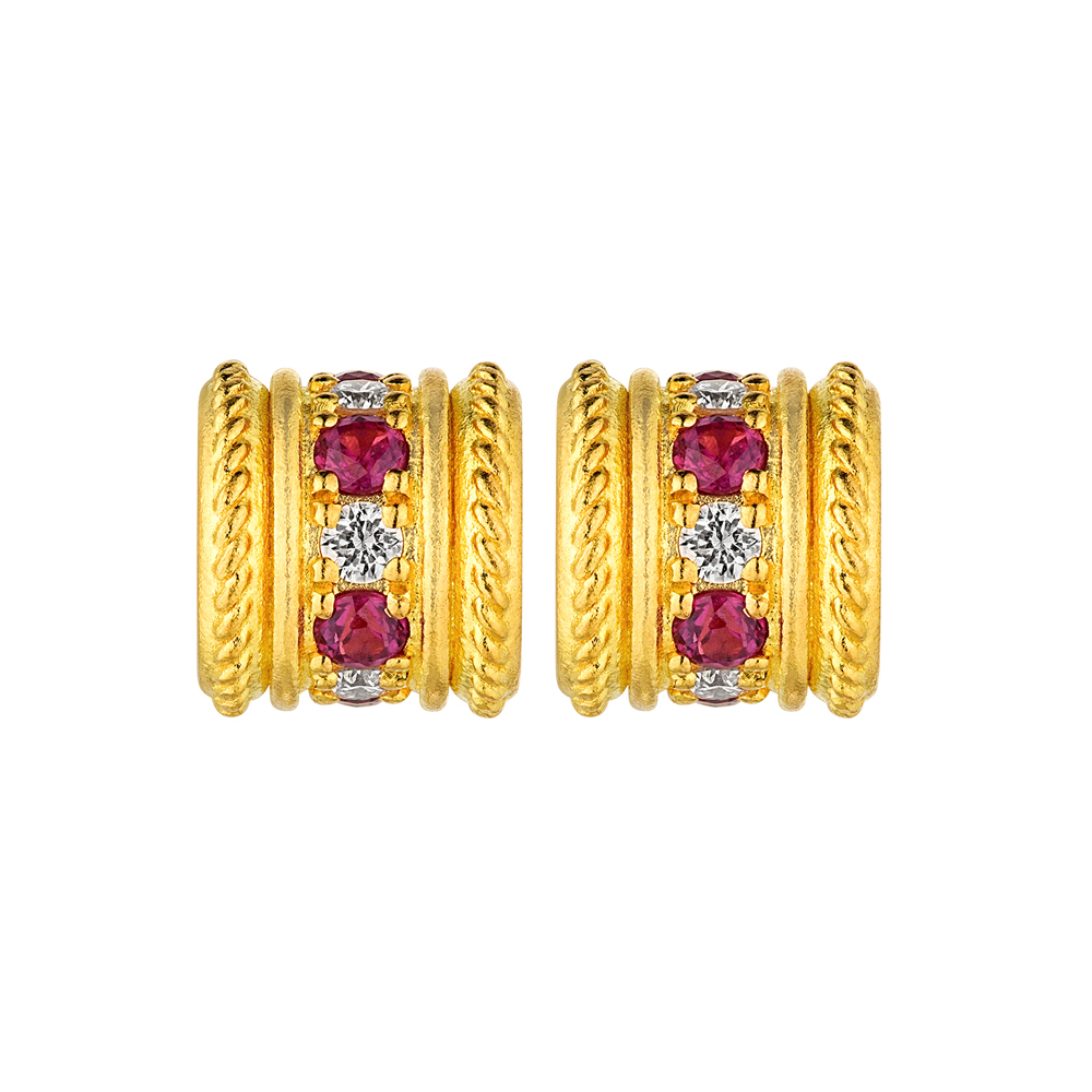 唐宮夜宴系列"幸福綿長"黃金紅寶石鑽石吊墜