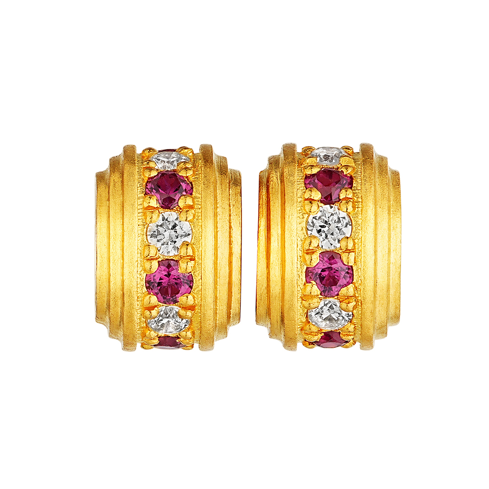 唐宮夜宴系列"步步高升"黃金紅寶石鑽石吊墜