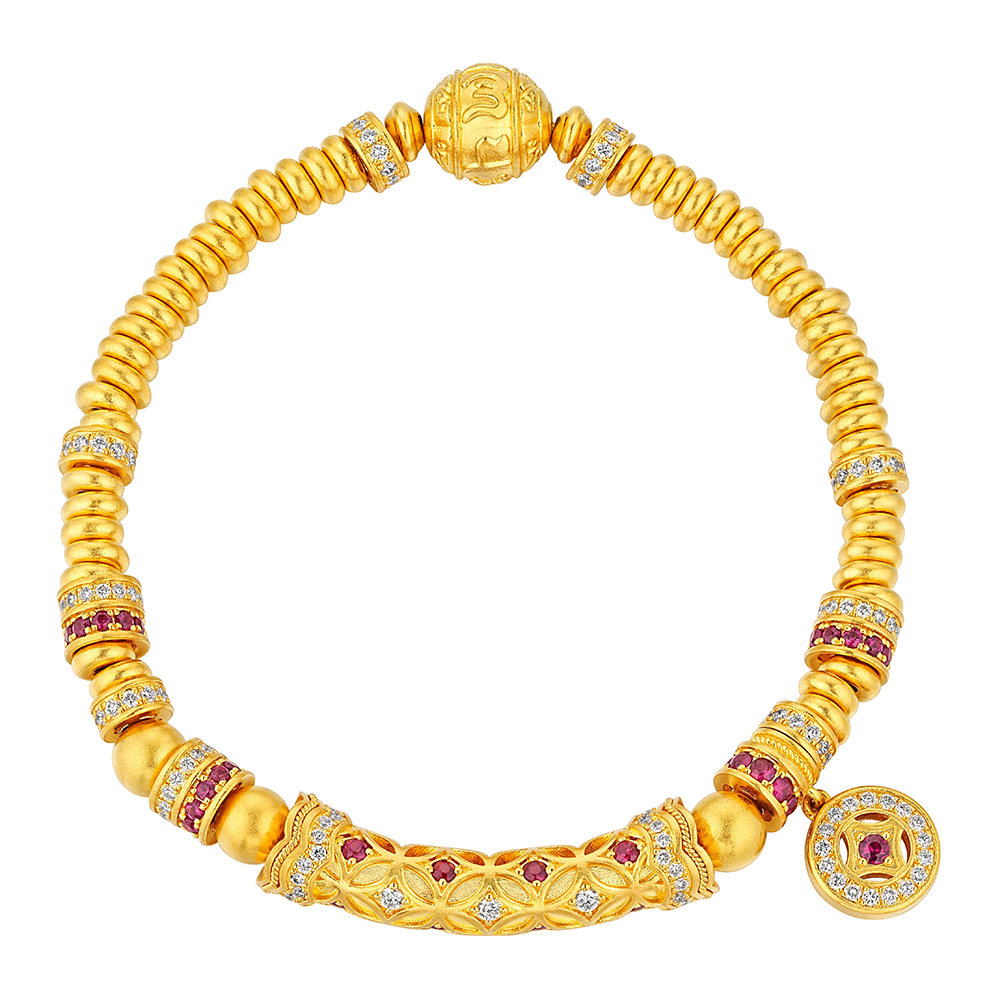 唐宮夜宴系列"平安富貴"黃金手鏈