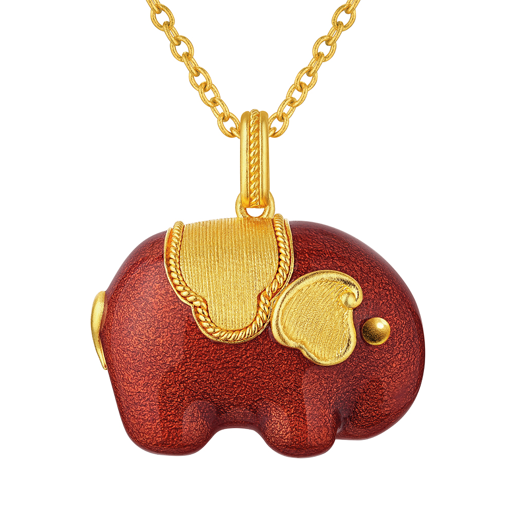 唐宮夜宴系列"唐彩墩墩吉象"黃金吊墜