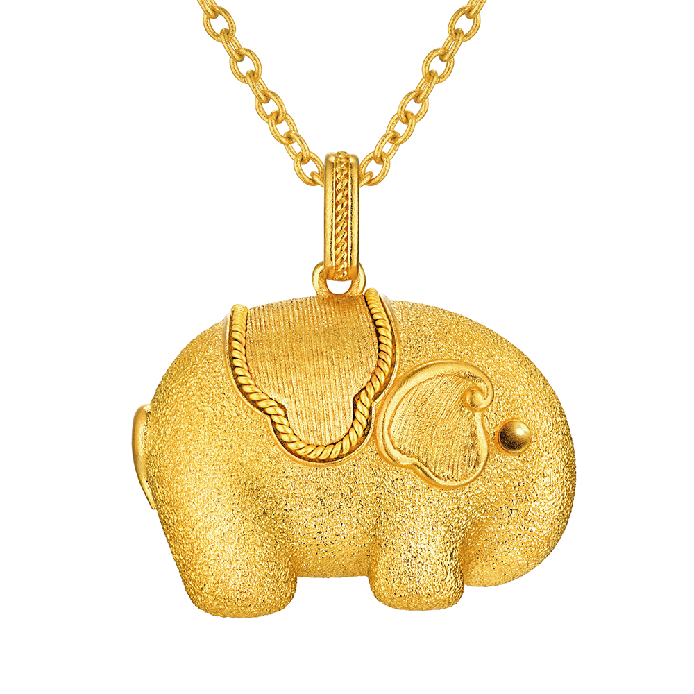 唐宮夜宴系列"唐彩墩墩吉象"黃金吊墜
