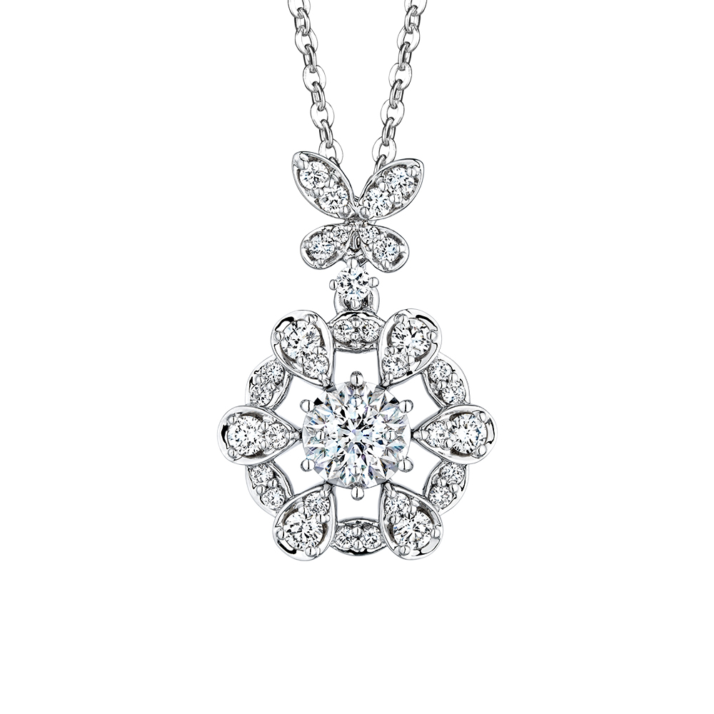 天天爱上新"蝶游花境"18K钻石吊坠