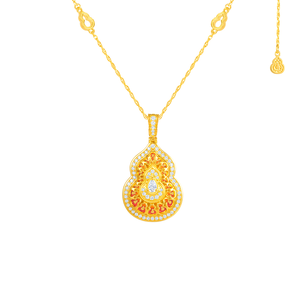 天天爱上新福满传家"国色福禄"足金钻石项链