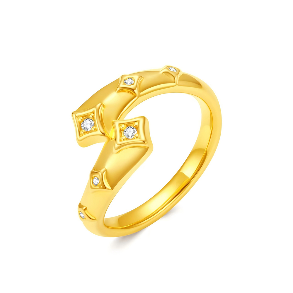 天天爱上新"挚爱星芒"足金钻石戒指