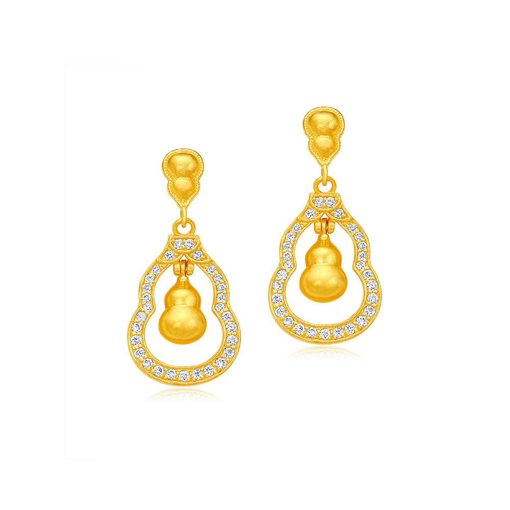 天天爱上新福满传家"福禄随行"足金钻石耳环