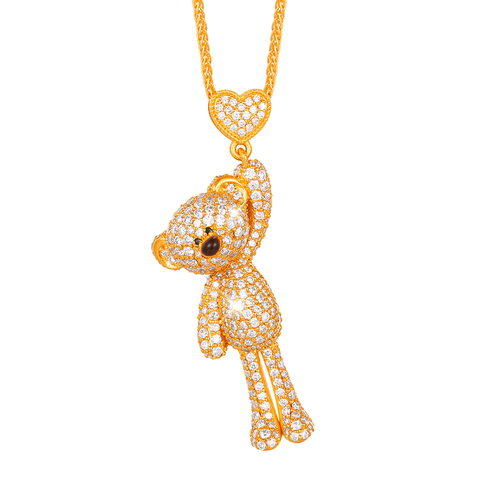 13DE MARZO系列"鑽光小熊"黃金鑽石項鏈