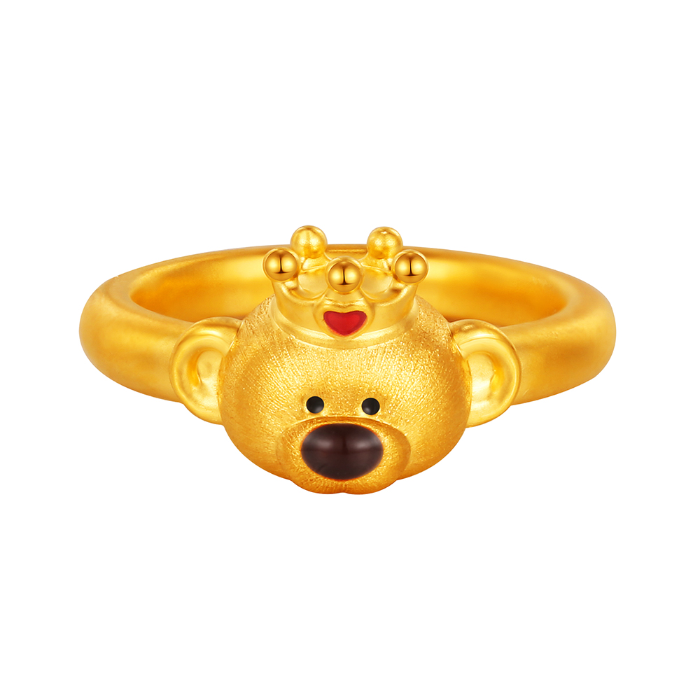 13DE MARZO系列"環抱小熊"黃金戒指