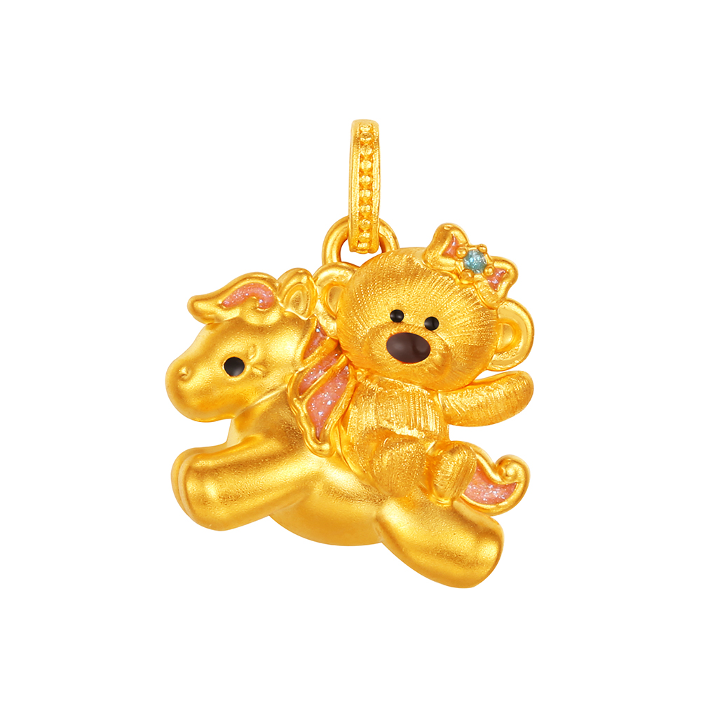 13DE MARZO系列"萌趣小熊"黃金鑽石吊墜