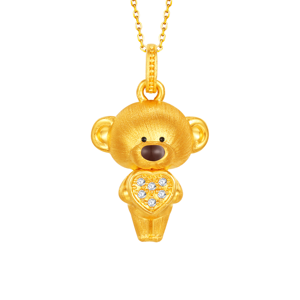 13DE MARZO系列"萌趣小熊"黃金鑽石吊墜
