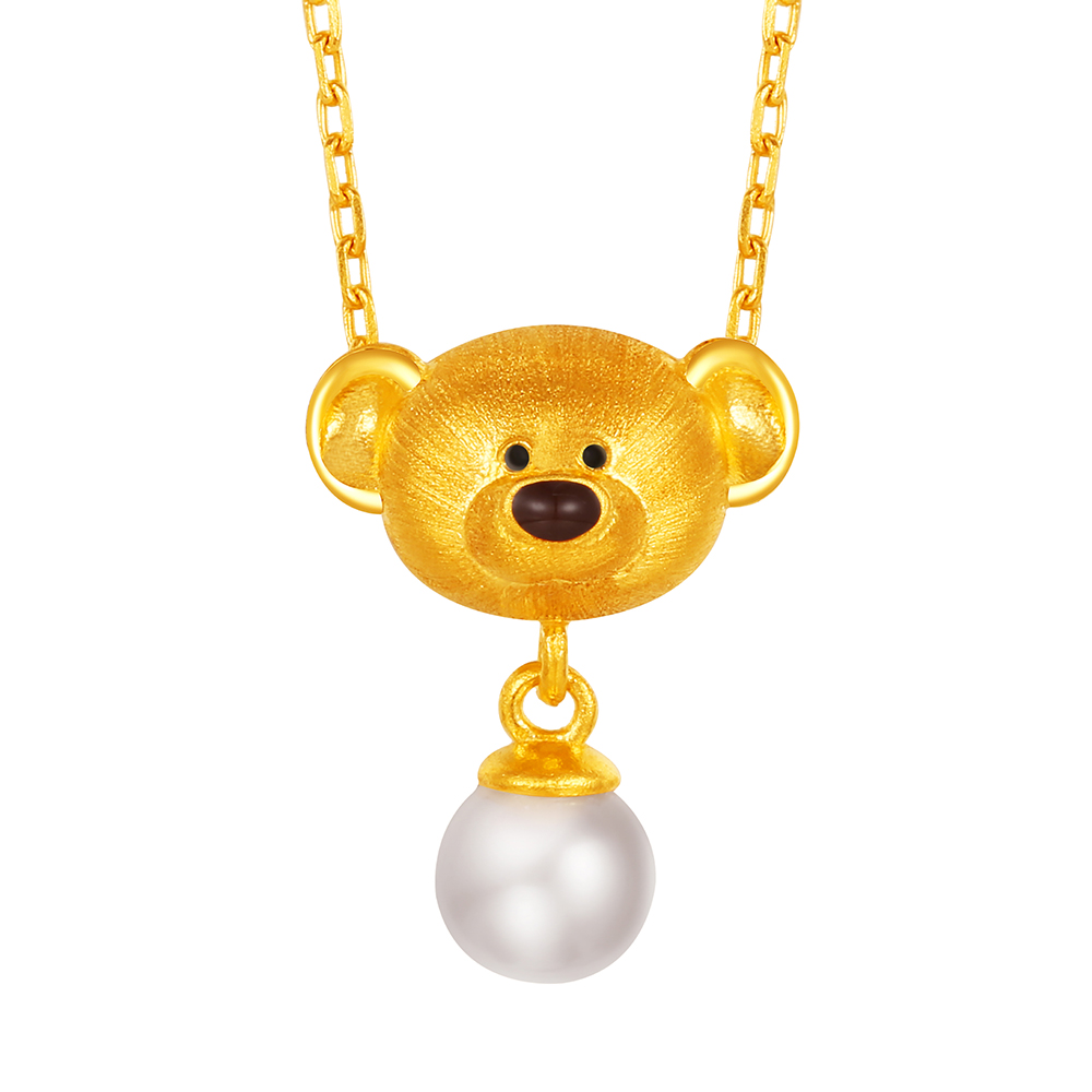 13DE MARZO系列"珍愛小熊"黃金珍珠項鏈