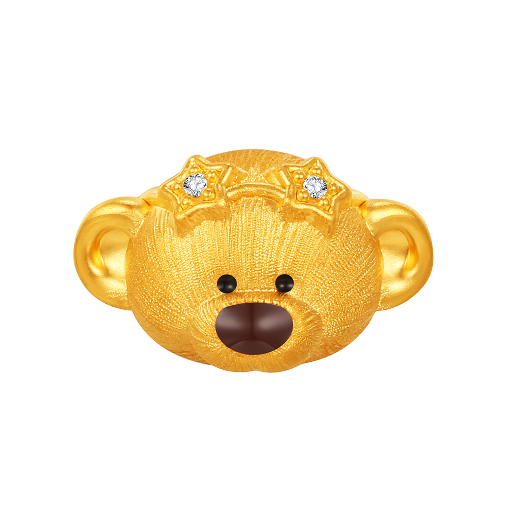 13DE MARZO系列"百變潮趣小熊-星星萌熊"黃金鑽石串飾