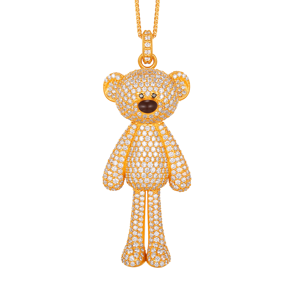 13DE MARZO系列"鑽光小熊"黃金鑽石項鏈
