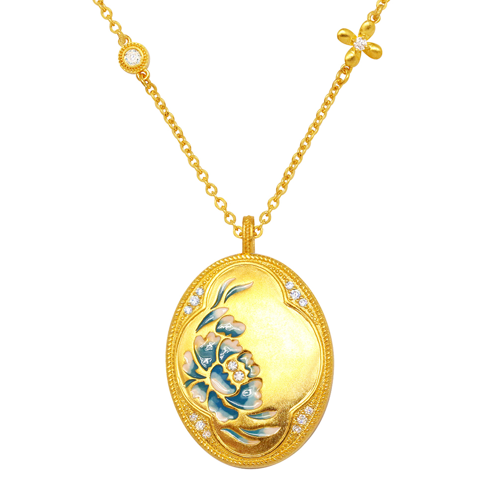 天天爱上新福满传家"国色凝香"足金钻石项链