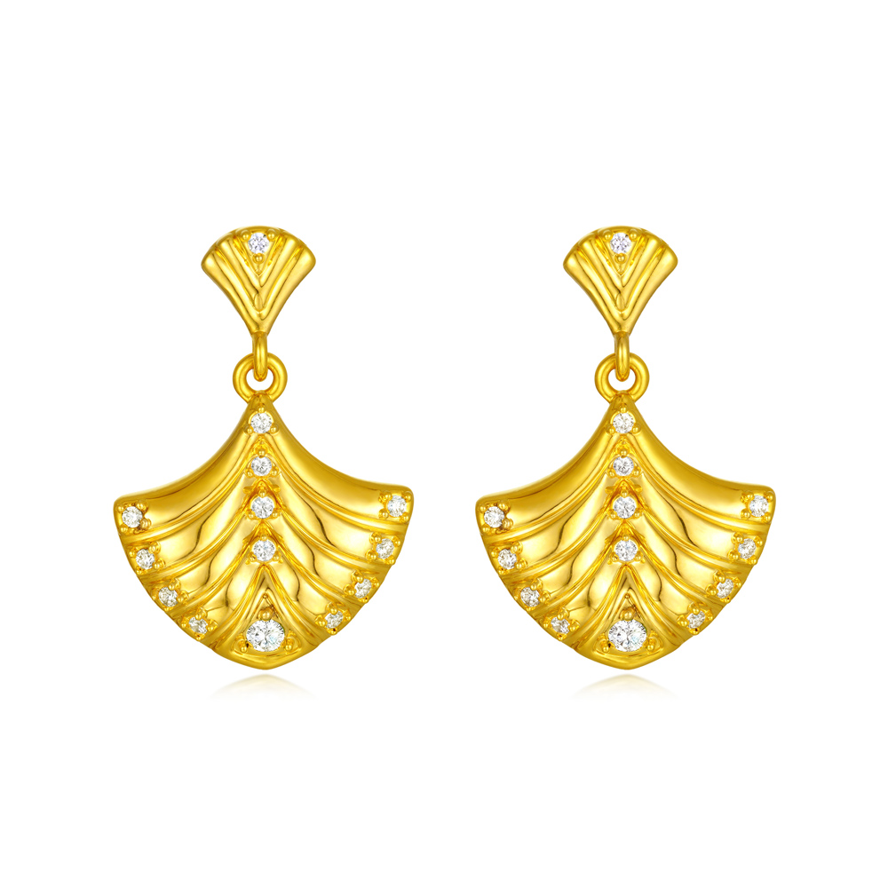 天天爱上新"小杏韵"足金钻石耳环