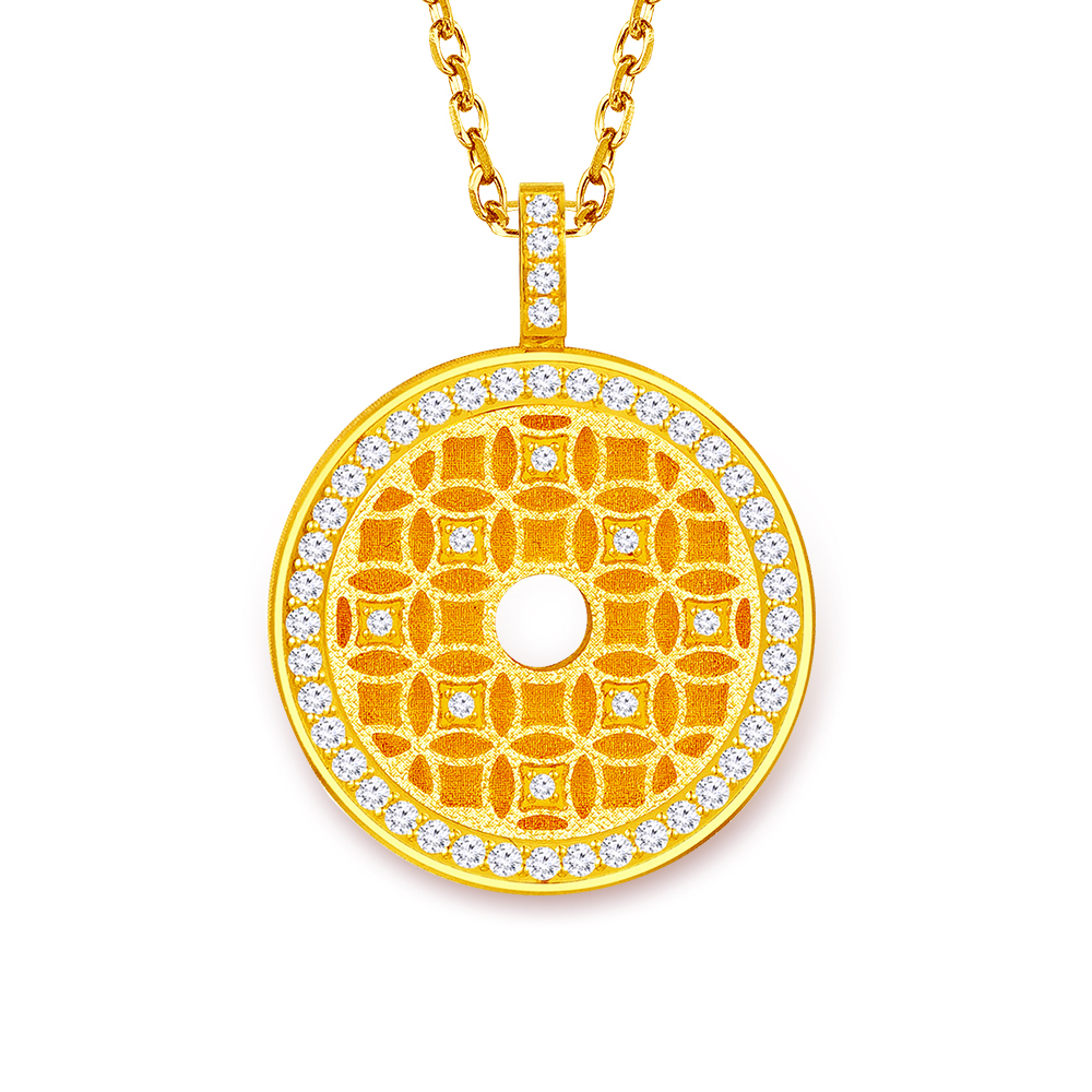 天天爱上新Goldstyle•X"财圆亨通"足金钻石吊坠