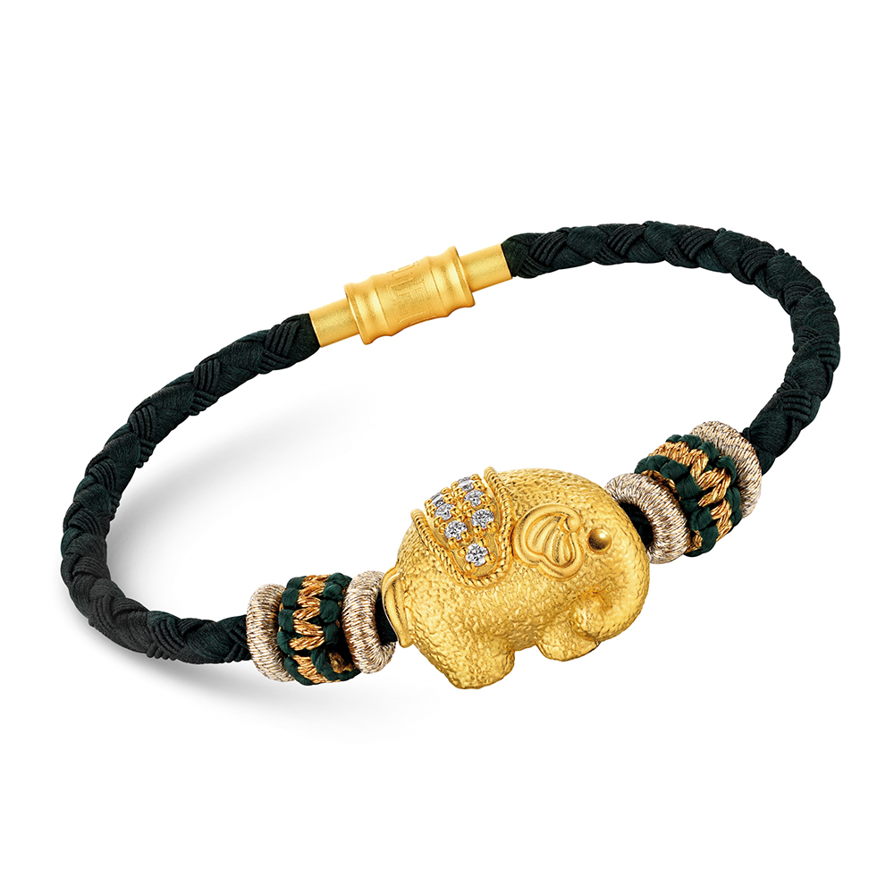 唐宮夜宴系列"唐彩墩墩吉象"黃金鑽石串飾