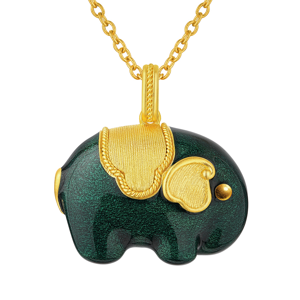 唐宮夜宴系列"唐彩墩墩吉象"黃金吊墜