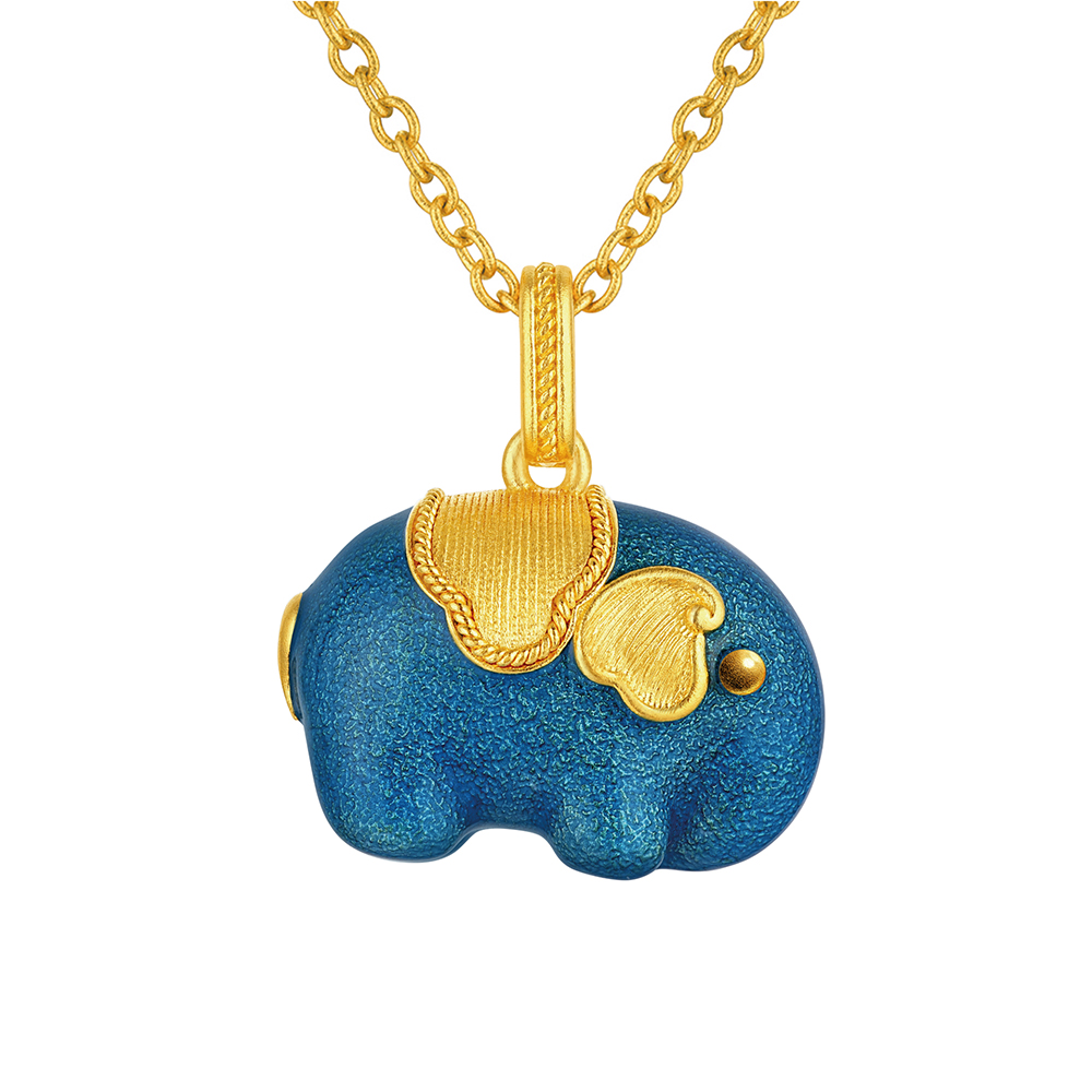 唐宮夜宴系列"唐彩墩墩吉象"黃金項鏈