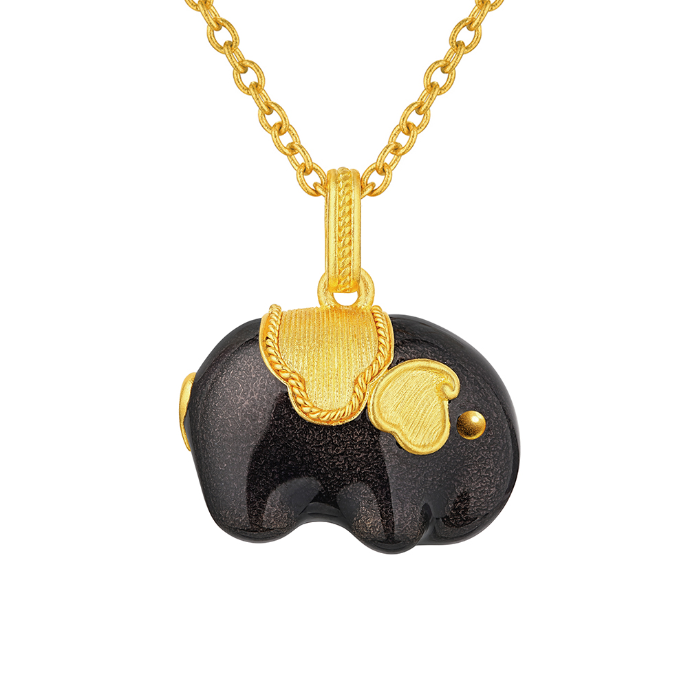 唐宮夜宴系列"唐彩墩墩吉象"黃金項鏈